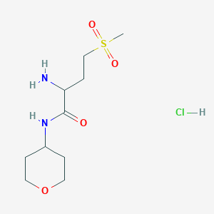 molecular formula C10H21ClN2O4S B1377361 2-amino-4-methanesulfonyl-N-(oxan-4-yl)butanamide hydrochloride CAS No. 1427378-60-6