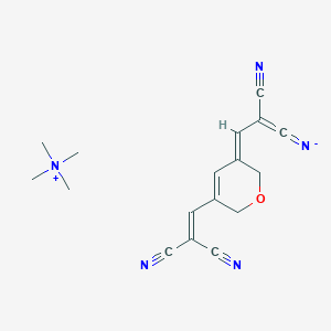 molecular formula C17H19N5O B13773628 [(3Z)-2-cyano-3-[3-(2,2-dicyanoethenyl)-2H-pyran-5-ylidene]prop-1-enylidene]azanide;tetramethylazanium 