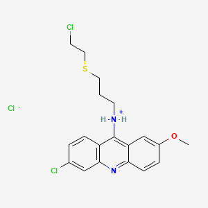molecular formula C19H21Cl3N2OS B13773646 2-Methoxy-6-chloro-9-(3-(2-chloroethyl)mercaptopropylamino)acridine hydrochloride CAS No. 99711-15-6
