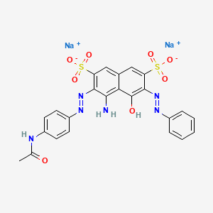 molecular formula C24H18N6Na2O8S2 B13773658 Disodium 3-[[4-(acetylamino)phenyl]azo]-4-amino-5-hydroxy-6-(phenylazo)naphthalene-2,7-disulfonate CAS No. 94386-47-7