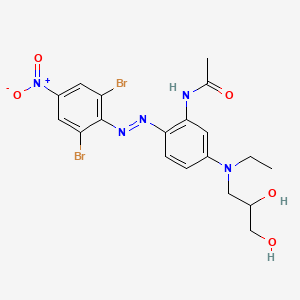 molecular formula C19H21Br2N5O5 B13773665 Acetamide, N-(2-((2,6-dibromo-4-nitrophenyl)azo)-5-((2,3-dihydroxypropyl)ethylamino)phenyl)- CAS No. 63467-23-2