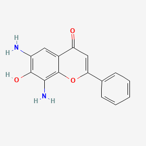 molecular formula C15H12N2O3 B13773727 4h-1-Benzopyran-4-one,6,8-diamino-7-hydroxy-2-phenyl- 