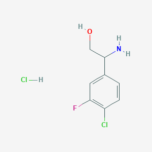 molecular formula C8H10Cl2FNO B1377373 2-Amino-2-(4-chloro-3-fluorophenyl)ethan-1-ol hydrochloride CAS No. 1427380-48-0