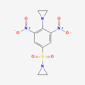 molecular formula C10H10N4O6S B13773730 Aziridine, 1-((4-(1-aziridinyl)-3,5-dinitrophenyl)sulfonyl)- CAS No. 64425-95-2