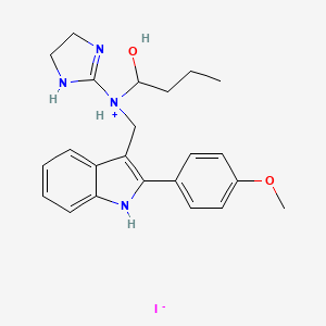 molecular formula C23H29IN4O2 B13773756 4,5-dihydro-1H-imidazol-2-yl-(1-hydroxybutyl)-[[2-(4-methoxyphenyl)-1H-indol-3-yl]methyl]azanium;iodide CAS No. 77587-86-1