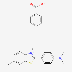 molecular formula C24H24N2O2S B13773805 2-[4-(Dimethylamino)phenyl]-3,6-dimethylbenzothiazolium benzoate CAS No. 68310-89-4