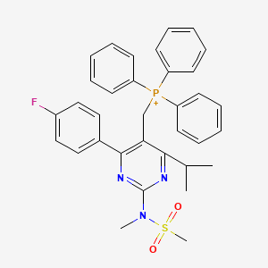 molecular formula C34H34FN3O2PS+ B13773818 [4-(4-Fluorophenyl)-2-[methyl(methylsulfonyl)amino]-6-propan-2-ylpyrimidin-5-yl]methyl-triphenylphosphanium 