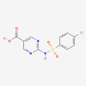 molecular formula C11H8ClN3O4S B13773832 2-[(4-chlorophenyl)sulfonylamino]pyrimidine-5-carboxylic acid 