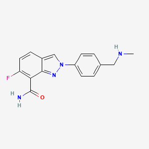 molecular formula C16H15FN4O B13773844 6-Fluoro-2-[4-[(methylamino)methyl]phenyl]-2H-indazole-7-carboxamide 