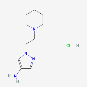molecular formula C10H19ClN4 B1377389 1-[2-(piperidin-1-yl)ethyl]-1H-pyrazol-4-amine hydrochloride CAS No. 1432679-91-8