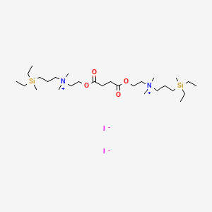 molecular formula C28H62I2N2O4Si2 B13774040 10,15-Dioxa-7-azonia-3-silaheptadecan-17-aminium, N-(3-(diethylmethylsilyl)propyl)-11,14-dioxo-3-ethyl-N,N,3,7,7-pentamethyl-, diiodide CAS No. 95521-10-1