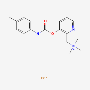 molecular formula C18H24BrN3O2 B13774240 Ammonium, ((3-hydroxy-2-pyridyl)methyl)trimethyl-, bromide, N-methyl-N-(p-tolyl)carbamate (ester) CAS No. 66967-94-0