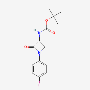 molecular formula C14H17FN2O3 B1377432 叔丁基 N-[1-(4-氟苯基)-2-氧代氮杂环丁-3-基]氨基甲酸酯 CAS No. 1443979-23-4
