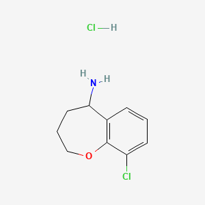 molecular formula C10H13Cl2NO B1377437 9-Chloro-2,3,4,5-tetrahydro-1-benzoxepin-5-amine hydrochloride CAS No. 1432678-03-9