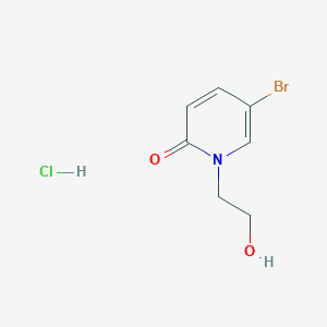 molecular formula C7H9BrClNO2 B1377438 5-Bromo-1-(2-hydroxyethyl)-1,2-dihydropyridin-2-one hydrochloride CAS No. 1432678-85-7