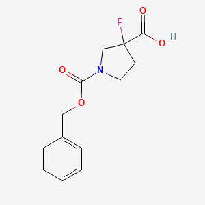molecular formula C13H14FNO4 B1377440 1-[(Benzyloxy)carbonyl]-3-fluoropyrrolidine-3-carboxylic acid CAS No. 1432680-43-7