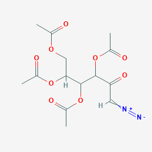 molecular formula C14H18N2O9 B13774418 (2,3,4-Triacetyloxy-6-diazo-5-oxohexyl) acetate CAS No. 6632-53-7