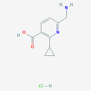 molecular formula C10H13ClN2O2 B1377446 6-(Aminomethyl)-2-cyclopropylpyridine-3-carboxylic acid hydrochloride CAS No. 1432678-88-0