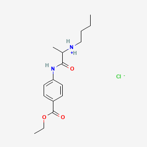 molecular formula C16H25ClN2O3 B13774501 p-(2-(Butylamino)propionamido)benzoic acid ethyl ester hydrochloride CAS No. 97555-45-8