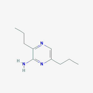 molecular formula C10H17N3 B13774533 3,6-Dipropyl-2-pyrazinamine 