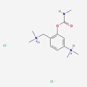 molecular formula C13H23Cl2N3O2 B13774539 Carbamic acid, methyl-, (5-dimethylamino-2-dimethylaminomethyl)phenyl ester, dihydrochloride CAS No. 64059-23-0