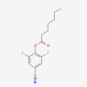 molecular formula C14H15I2NO2 B13774595 4-Cyano-2,6-diiodophenyl heptanoate CAS No. 56634-96-9
