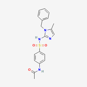 molecular formula C19H20N4O3S B13774627 Acetamide, N-(4-(((5-methyl-1-(phenylmethyl)-1H-imidazol-2-yl)amino)sulfonyl)phenyl)- CAS No. 71795-33-0
