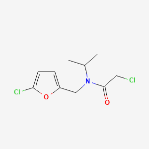 molecular formula C10H13Cl2NO2 B13774630 Acetamide, 2-chloro-N-((5-chloro-2-furanyl)methyl)-N-(1-methylethyl)- CAS No. 75228-86-3