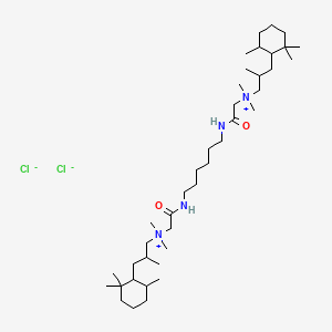 molecular formula C40H80Cl2N4O2 B13774681 [2-[6-[[2-[Dimethyl-[2-methyl-3-(2,2,6-trimethylcyclohexyl)propyl]azaniumyl]acetyl]amino]hexylamino]-2-oxoethyl]-dimethyl-[2-methyl-3-(2,2,6-trimethylcyclohexyl)propyl]azanium;dichloride CAS No. 66967-72-4