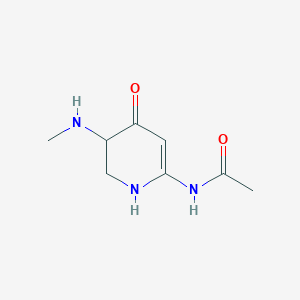 molecular formula C8H13N3O2 B13774687 Acetamide,N-[1,4,5,6-tetrahydro-5-(methylamino)-4-oxo-pyridin-2-YL]- 