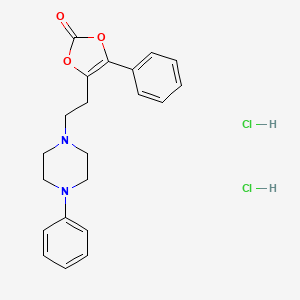 molecular formula C21H24Cl2N2O3 B13774744 1,3-Dioxol-2-one, 4-phenyl-5-(2-(4-phenyl-1-piperazinyl)ethyl)-, dihydrochloride CAS No. 71923-00-7