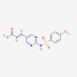 molecular formula C14H13N3O5S B13774761 (E)-3-[2-[(4-methoxyphenyl)sulfonylamino]pyrimidin-5-yl]prop-2-enoic acid 