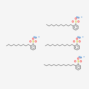 molecular formula C70H112Na4O12S4 B13774837 Benzenesulfonic acid, decyl-, sodium salt, mixt. with sodium dodecylbenzenesulfonate, sodium tridecylbenzenesulfonate and sodium undecylbenzenesulfonate CAS No. 71062-00-5