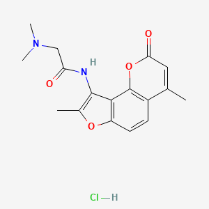 molecular formula C17H19ClN2O4 B13774856 Acetamide, 2-dimethylamino-N-(4,8-dimethyl-2-oxo-2H-furo(2,3-h)-1-benzopyran-9-yl)-, hydrochloride CAS No. 75616-54-5