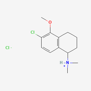 molecular formula C13H19Cl2NO B13774877 1-Naphthylamine, 1,2,3,4-tetrahydro-6-chloro-N,N-dimethyl-5-methoxy-, hydrochloride CAS No. 63978-76-7