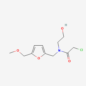 molecular formula C11H16ClNO4 B13774913 Acetamide, 2-chloro-N-(2-hydroxyethyl)-N-((5-(methoxymethyl)-2-furanyl)methyl)- CAS No. 75228-93-2