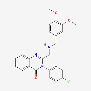 molecular formula C24H22ClN3O3 B13774929 4(3H)-Quinazolinone, 3-(p-chlorophenyl)-2-((veratrylamino)methyl)- CAS No. 95833-44-6