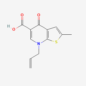 molecular formula C12H11NO3S B13775058 7-Allyl-2-methyl-4-oxo-4,7-dihydrothieno[2,3-B]pyridine-5-carboxylic acid CAS No. 67637-73-4