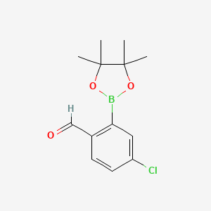 molecular formula C13H16BClO3 B1377577 4-Chloro-2-(4,4,5,5-tetramethyl-1,3,2-dioxaborolan-2-yl)benzaldehyde CAS No. 1246633-36-2