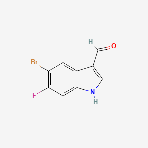 molecular formula C9H5BrFNO B1377592 5-Bromo-6-fluoro-1H-indole-3-carbaldehyde CAS No. 1227496-31-2