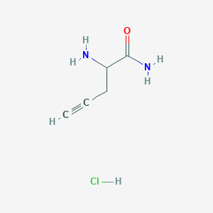 molecular formula C5H9ClN2O B1377626 2-Aminopent-4-ynamide hydrochloride CAS No. 375859-33-9