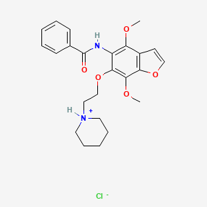 molecular formula C24H29ClN2O5 B13776390 Benzamide, N-(4,7-dimethoxy-6-(2-piperidinoethoxy)-5-benzofuranyl)-, hydrochloride CAS No. 75883-46-4