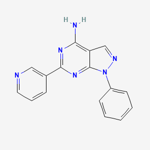 molecular formula C16H12N6 B13776448 1-Phenyl-6-(pyridin-3-yl)-1h-pyrazolo[3,4-d]pyrimidin-4-amine CAS No. 92964-43-7