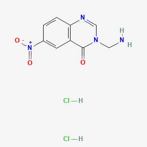 molecular formula C9H10Cl2N4O3 B13776484 4(3H)-Quinazolinone, 3-(aminomethyl)-6-nitro-, dihydrochloride CAS No. 75159-36-3