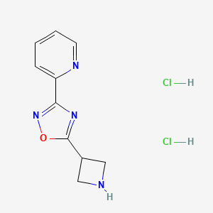 molecular formula C10H12Cl2N4O B1377649 2-(5-Azetidin-3-yl-1,2,4-oxadiazol-3-yl)pyridine dihydrochloride CAS No. 1351618-83-1
