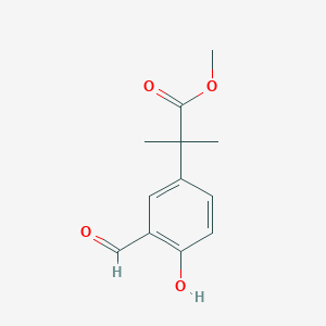 molecular formula C12H14O4 B13776546 Methyl 2-(3-formyl-4-hydroxyphenyl)-2-methylpropanoate 