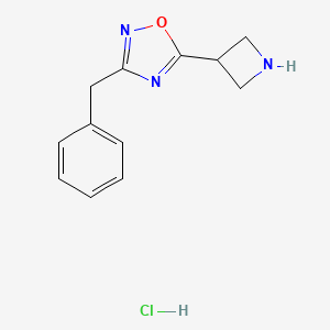 molecular formula C12H14ClN3O B1377655 5-Azetidin-3-yl-3-benzyl-1,2,4-oxadiazole hydrochloride CAS No. 1351620-40-0