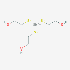 molecular formula C6H15O3S3Sb B13776558 Antimony, tris(2-(mercapto-kappaS)ethanolato-kappaO)- CAS No. 70969-69-6