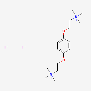molecular formula C16H30I2N2O2 B13776559 Ammonium, (1,4-phenylenebis(oxyethylene))bis(trimethyl-, diiodide CAS No. 64049-54-3