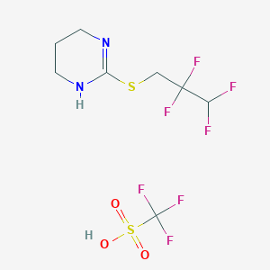 molecular formula C8H11F7N2O3S2 B1377658 2-[(2,2,3,3-Tetrafluoropropyl)sulfanyl]-1,4,5,6-tetrahydropyrimidine; trifluoromethanesulfonic acid CAS No. 1375473-32-7
